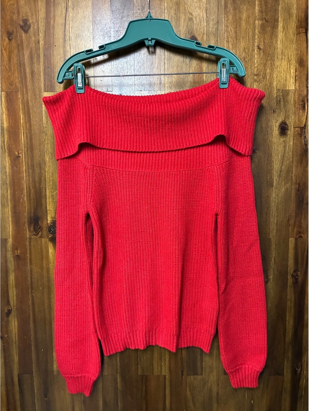 Sincerely Jules Red Off Shoulder Foldover Sweater XL Cozy Y2K Balletcore
